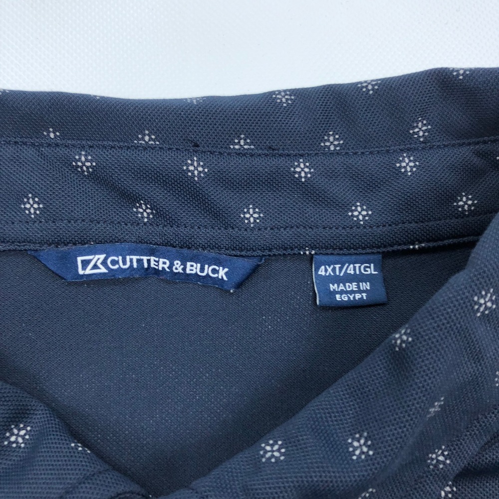 Cutter & Buck UNCW Seahawks Polo Shirt Mens 4XT Navy Blue Geometric Print 12176 - Picture 4 of 8